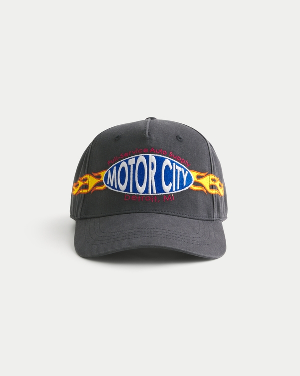 Motor City Graphic Baseball Hat, Faded Black view 1