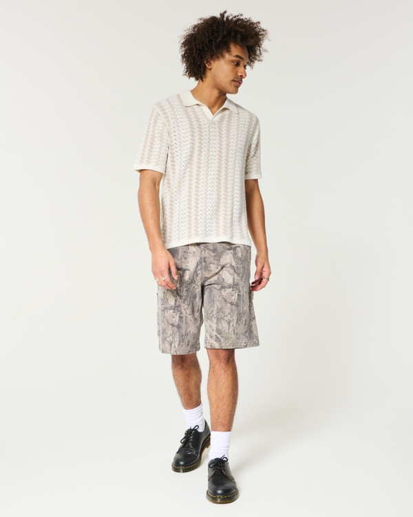 Boxy Pattern Sweater Polo, Cream Stripe view 2