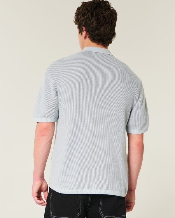 Boxy Sweater Polo, Silver Blue view 2