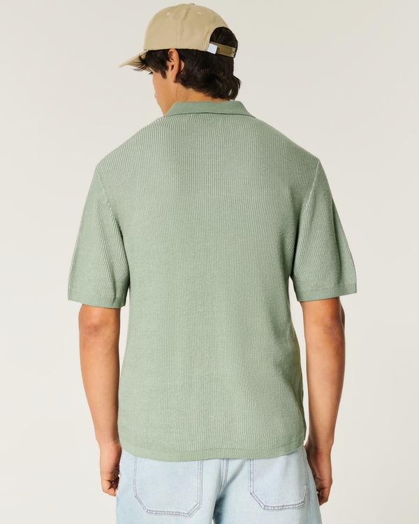 Boxy Sweater Polo, Sage view 2
