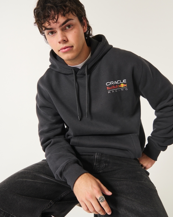 Relaxed Oracle Red Bull Racing Graphic Hoodie, Black Red Bull view 2