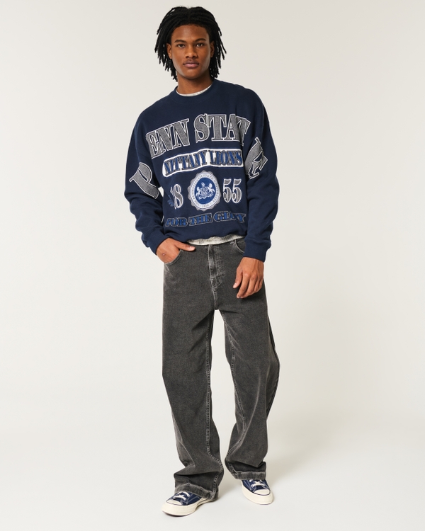 Boxy Penn State Nittany Lions Graphic Crew Sweatshirt, Navy Blue - Psu view 2