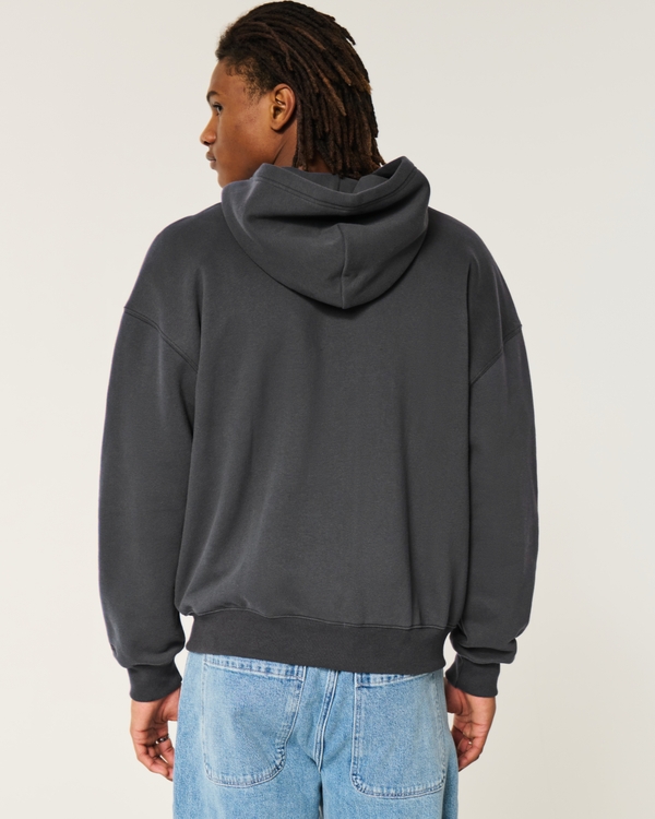 Boxy Zip-Up Hoodie, Black view 2