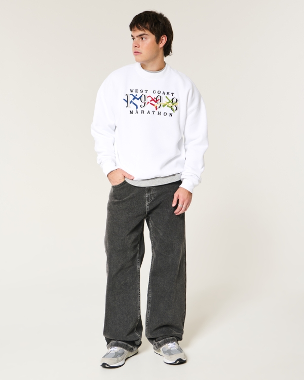 Boxy West Coast Marathon Graphic Crew Sweatshirt, White view 2