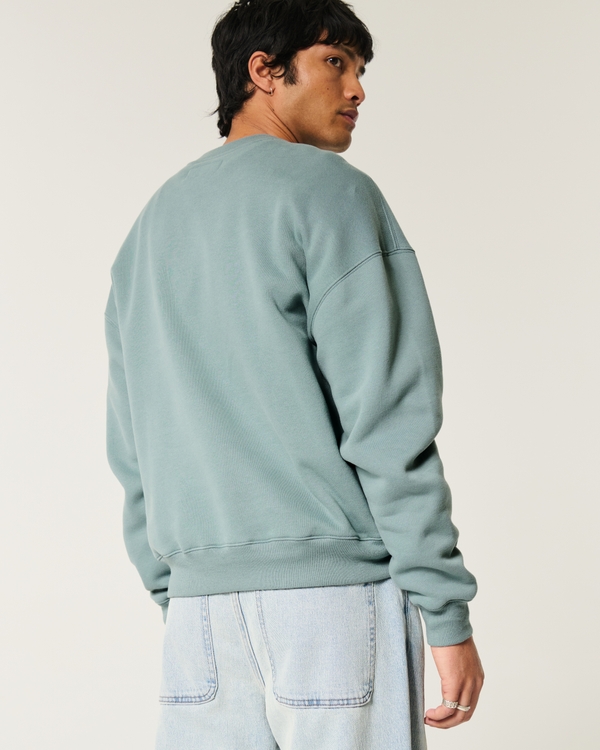 Boxy LA Finals Tennis Graphic Crew Sweatshirt, Teal Gray view 2