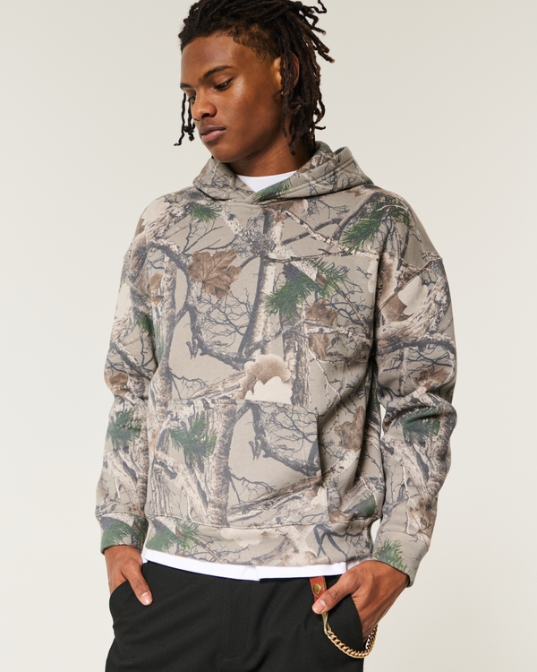 Boxy Camo Hoodie, Light Brown Camo view 1