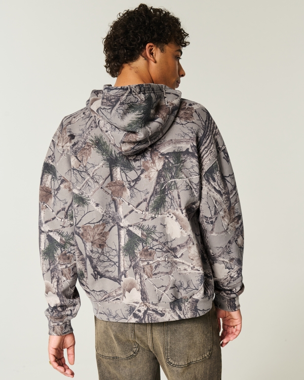 Boxy Zip-Up Villanova Wildcats Graphic Camo Hoodie, Light Brown Camo view 2