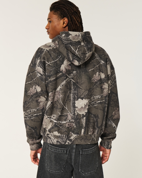 Boxy Camo Zip-Up Hoodie, Dark Brown Camo view 2