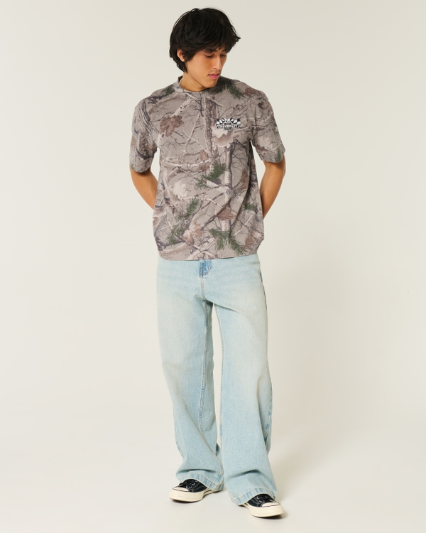 Boxy Heavyweight Chevrolet Graphic Camo Tee, Light Brown Camo view 2
