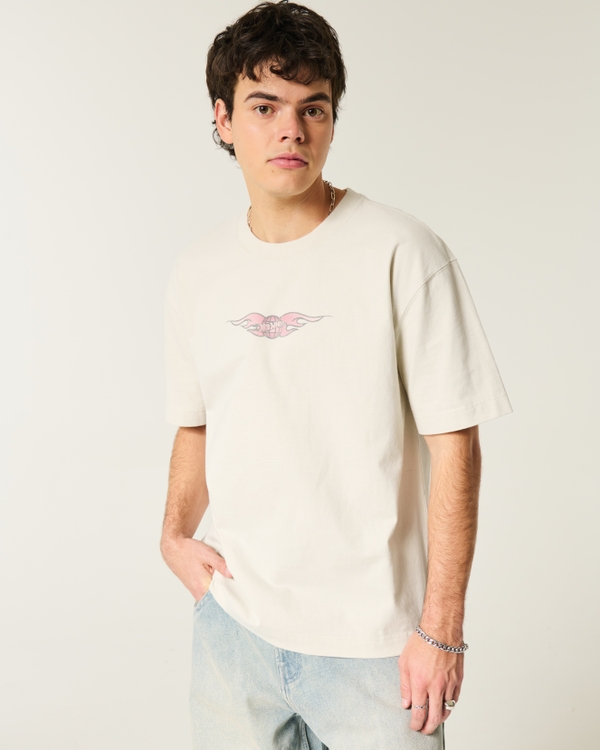 Boxy Heavyweight Hot Wheels Graphic Tee, Cream view 2