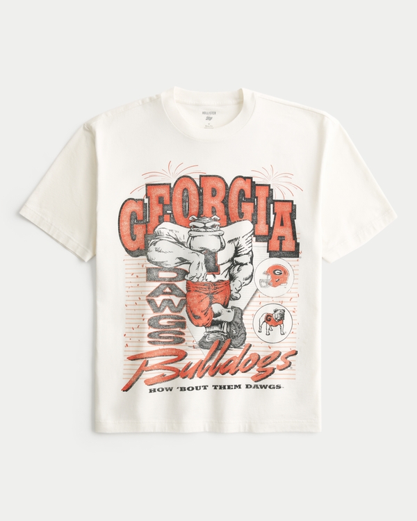 Boxy Georgia Bulldogs Graphic Tee, Cream view 1