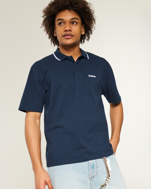 Relaxed Logo Polo, Navy view 2