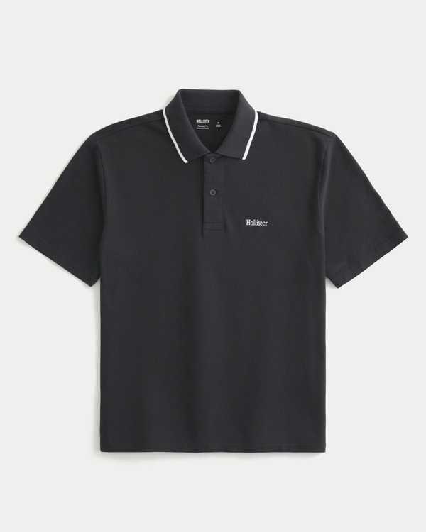 Relaxed Logo Polo, Faded Black view 1
