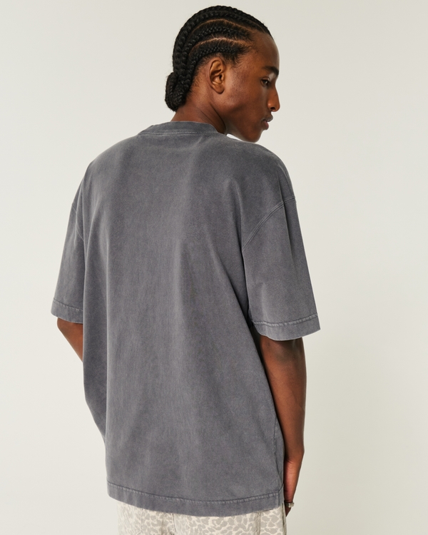 Boxy Heavyweight Washed Crew T-Shirt, Washed Dark Gray view 2