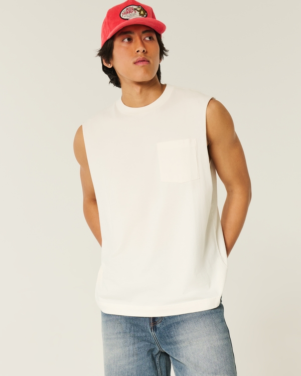 Boxy Crew Tank, Cream view 1