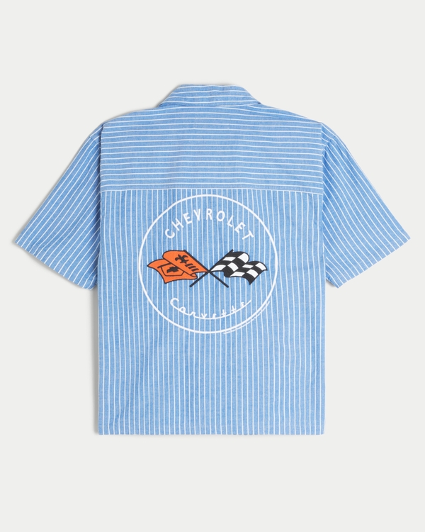 Boxy Short-Sleeve Chevrolet Corvette Graphic Shirt, Blue Stripe view 1