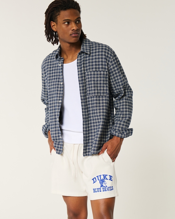 Mid-Thigh Fleece Duke Blue Devils Graphic Shorts, Cream view 1