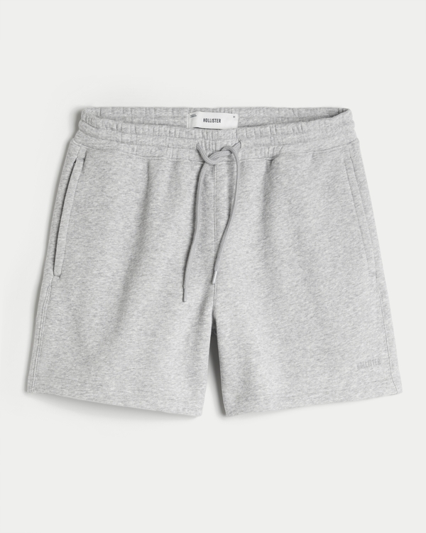 Mid-Thigh Loose Fleece Shorts, Heather Gray view 1