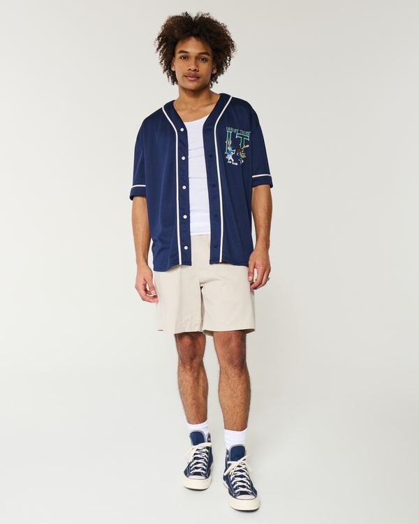 Above-the-Knee Twill Pull-On Shorts, Stone view 2