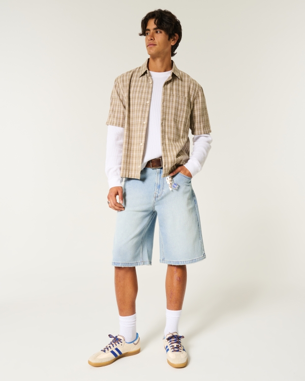 Light Wash Super Baggy Denim Shorts, Light view 2