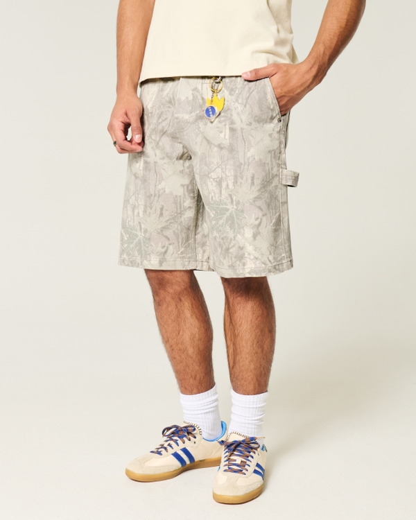 Camo Baggy Denim Shorts, Cream Camo view 2