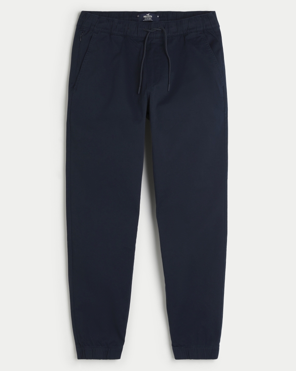 Relaxed Twill Joggers, Navy view 1