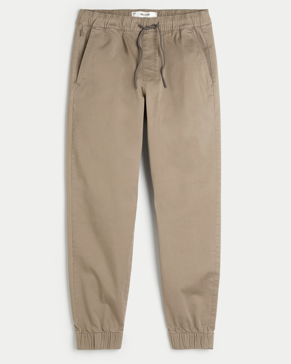 Relaxed Twill Joggers, Khaki view 1