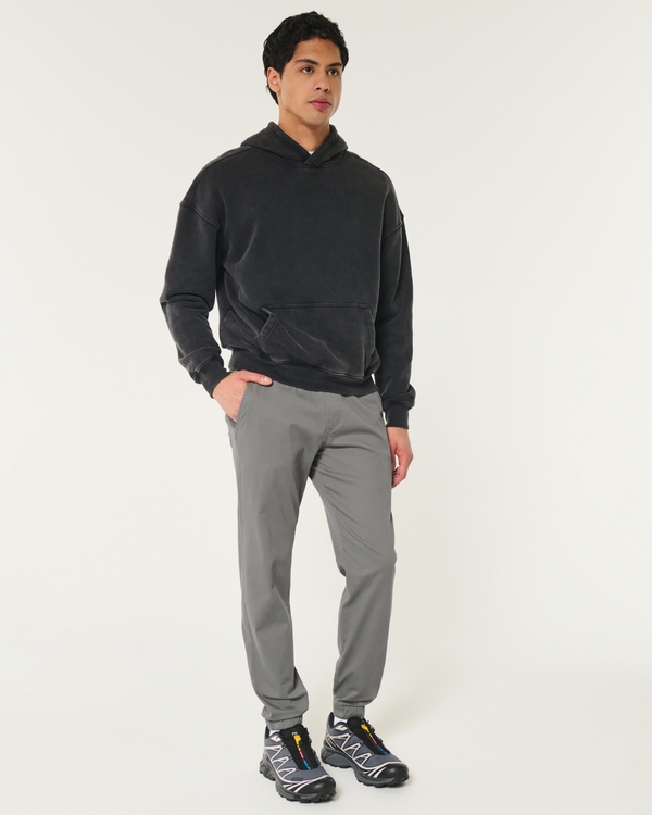 Relaxed Twill Joggers, Dark Grey view 1