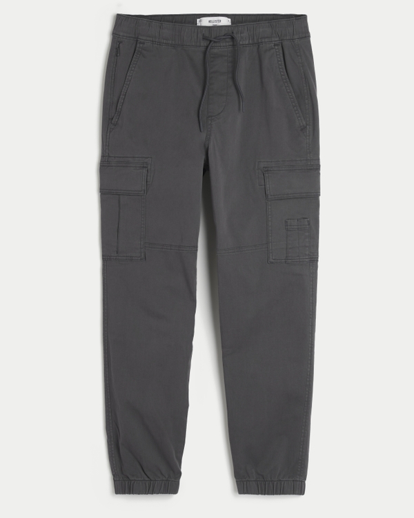Relaxed Twill Cargo Joggers, Dark Grey Dd view 1