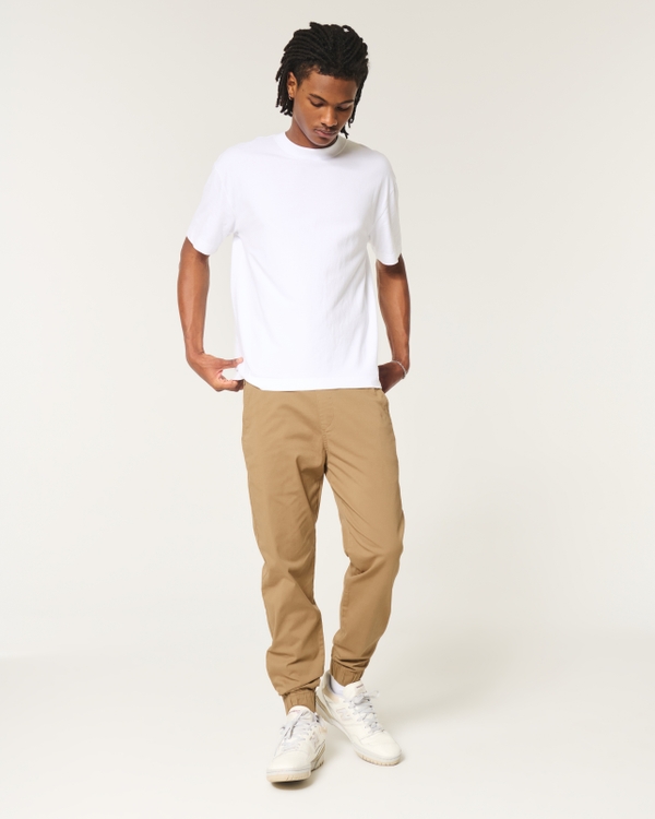 Relaxed Twill Joggers, Dark Khaki view 1