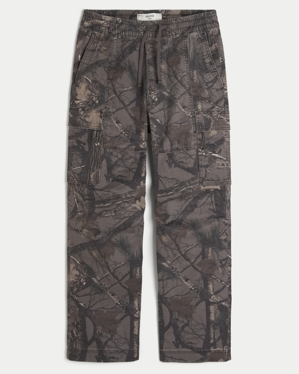 Baggy Camo Cargo Pull-On Pants, Dark Brown Camo view 1