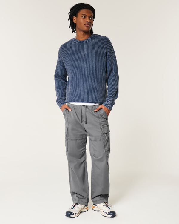 Baggy Cargo Pull-On Pants, Dark Gray view 1