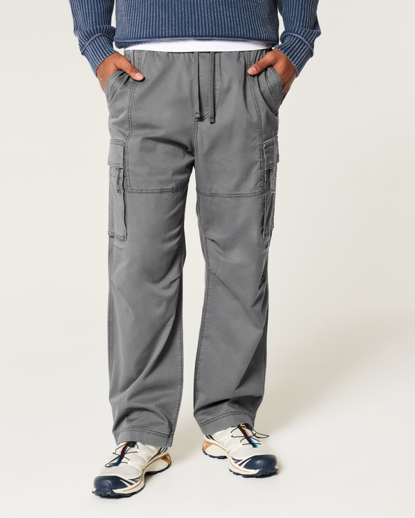 Baggy Cargo Pull-On Pants, Dark Gray view 2