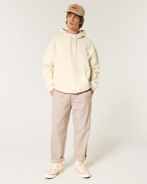 Linen-Blend Loose Pull-On Pants, Tan view 1