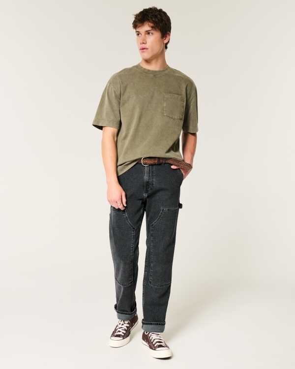 Washed Black Loose Carpenter Jeans, Washed Black Wash view 1
