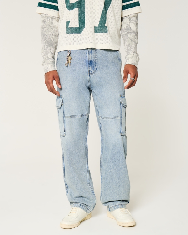 Light Wash Baggy Cargo Jeans, Light view 2