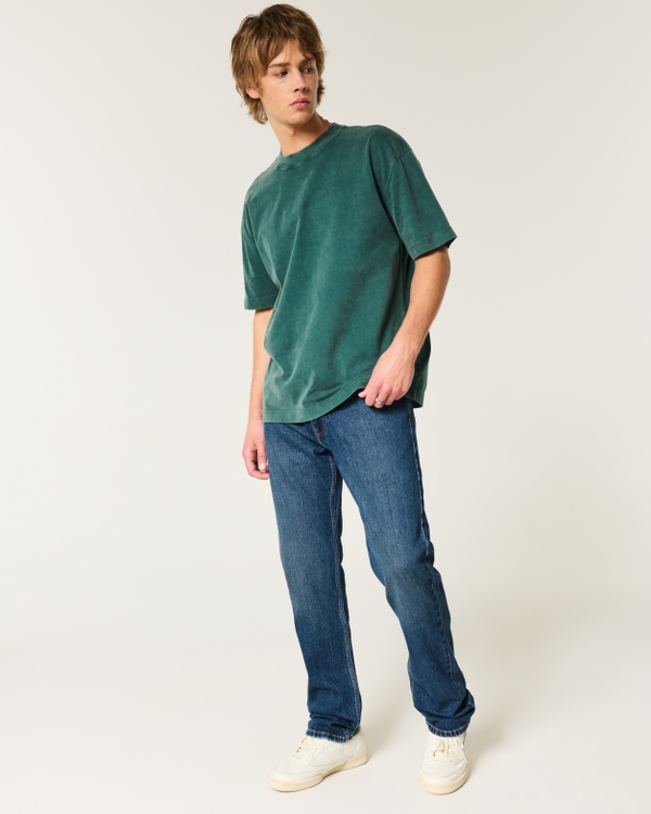 Dark Wash Slim Straight Jeans, Dark view 1
