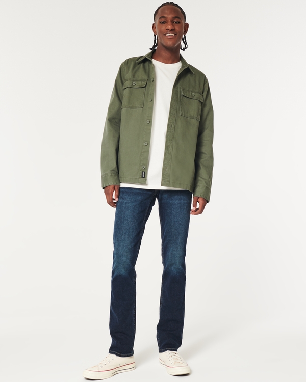 Dark Wash Slim Straight Jeans, Dark Wash view 1