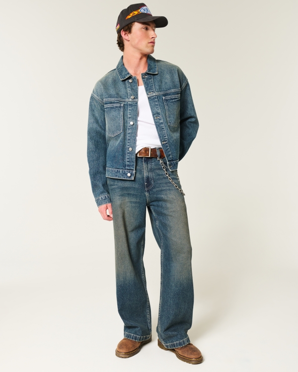 Dark Wash Denim Trucker Jacket, Dark Rinse view 2