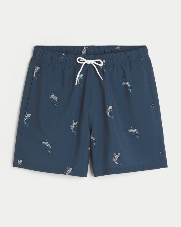 Mid-Thigh Volley Swim Trunks, Dark Teal view 1