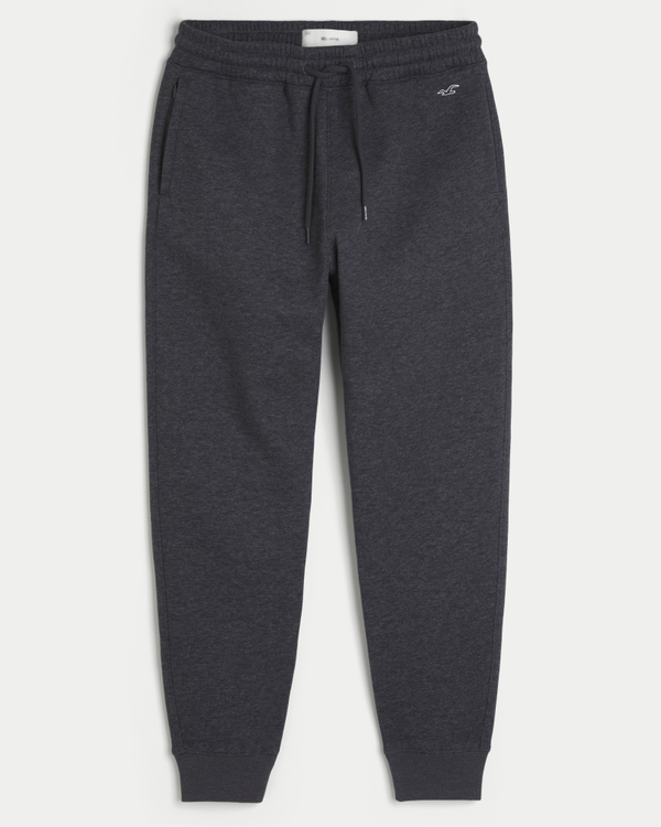 Hollister Feel Good Fleece Icon Joggers, Heather Black view 1