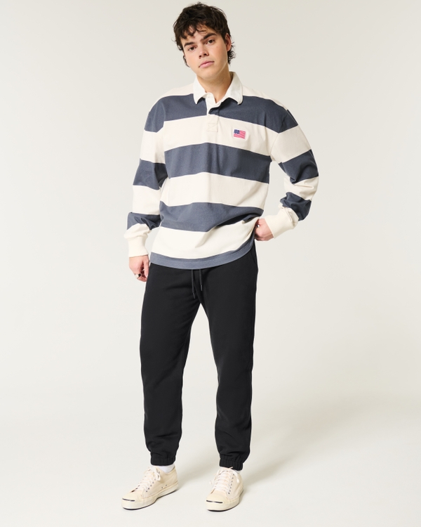 Relaxed Fleece Joggers, Black view 1