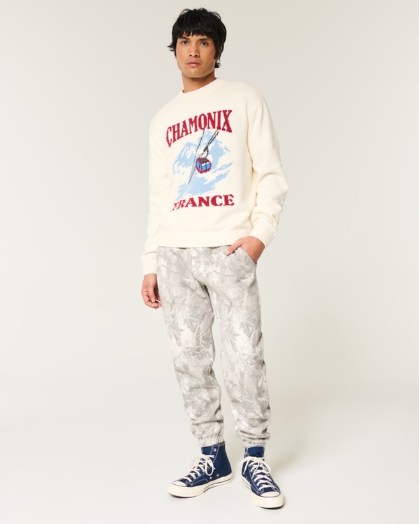Relaxed Camo Fleece Joggers, Cream Camo view 1