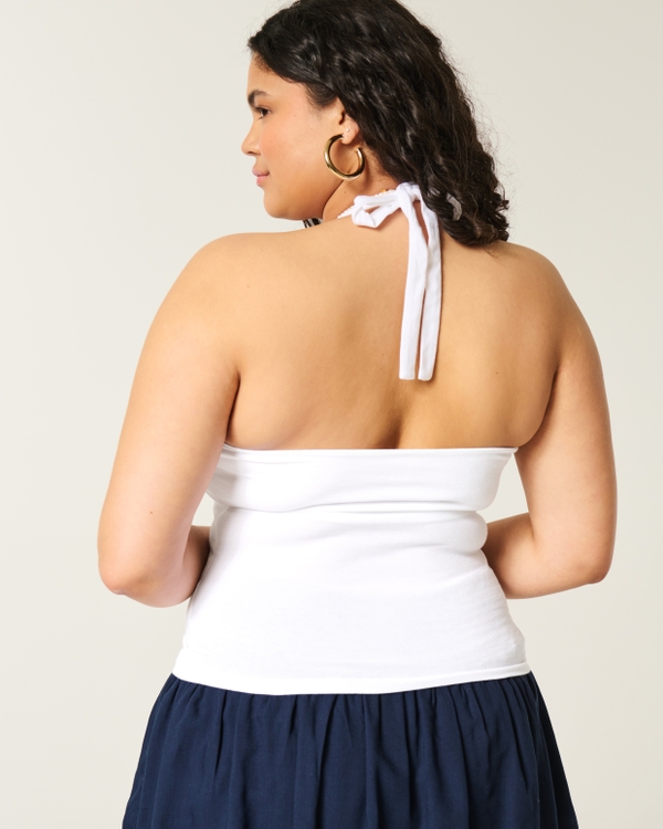 V-Neck Halter Top, White view 2