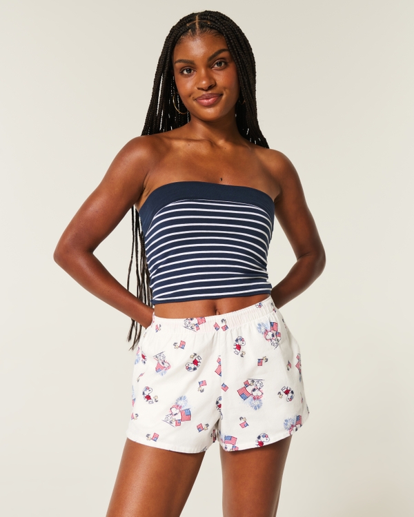 Snoopy Graphic Boxer Shorts, White Print view 1