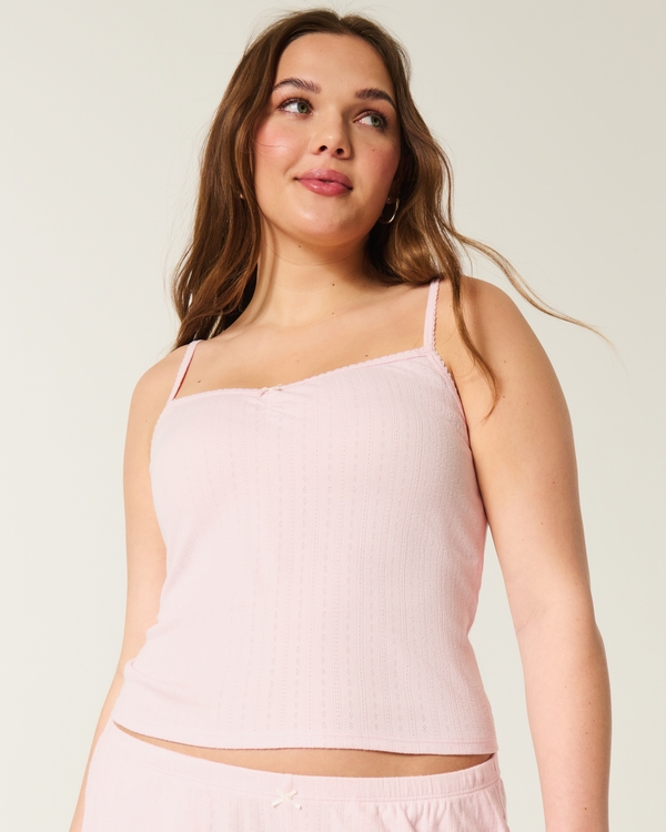 Cozy Pointelle Bow Tank, Petal Pink view 1