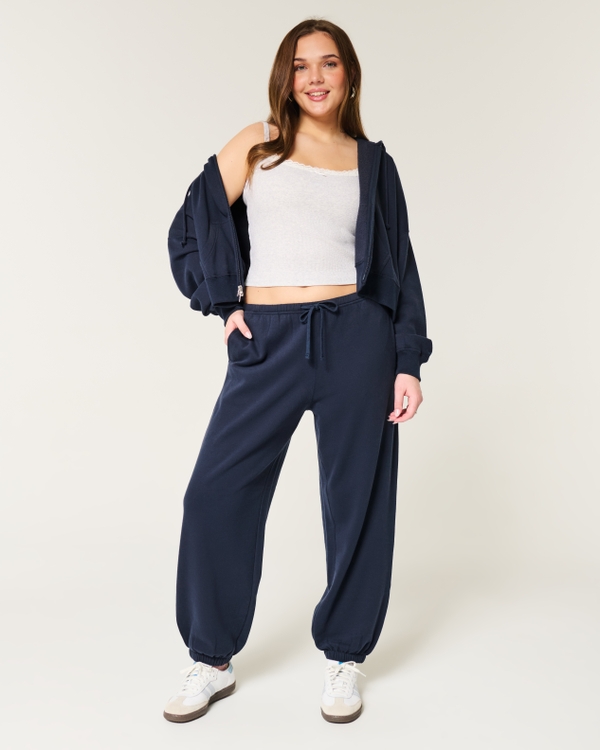 Fleece Joggers, Navy Blue view 1