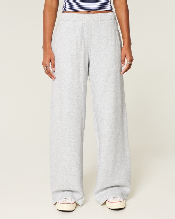 Wide-Leg Sweatpants, Light Heather Grey view 2