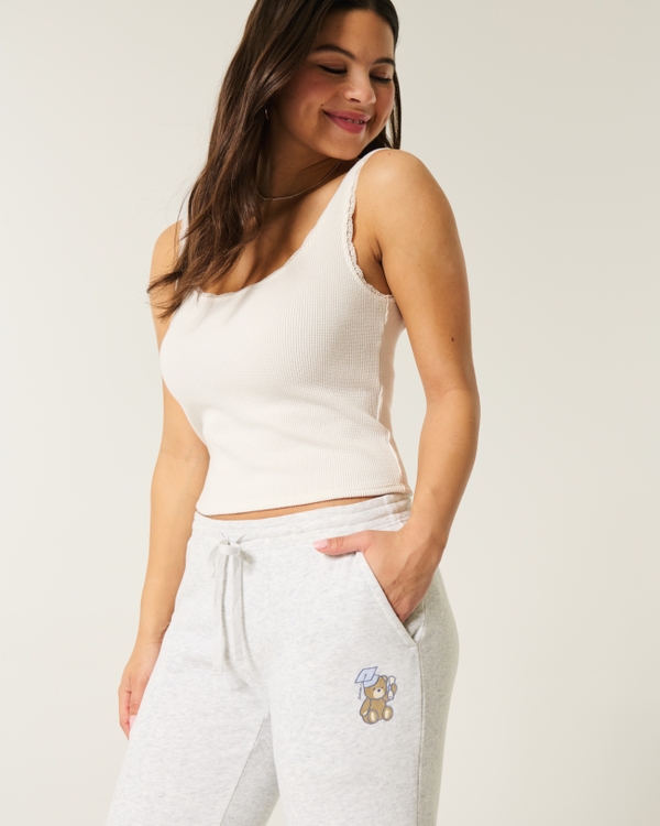 Grad Bear Straight Sweatpants, Light Heather Grey view 2