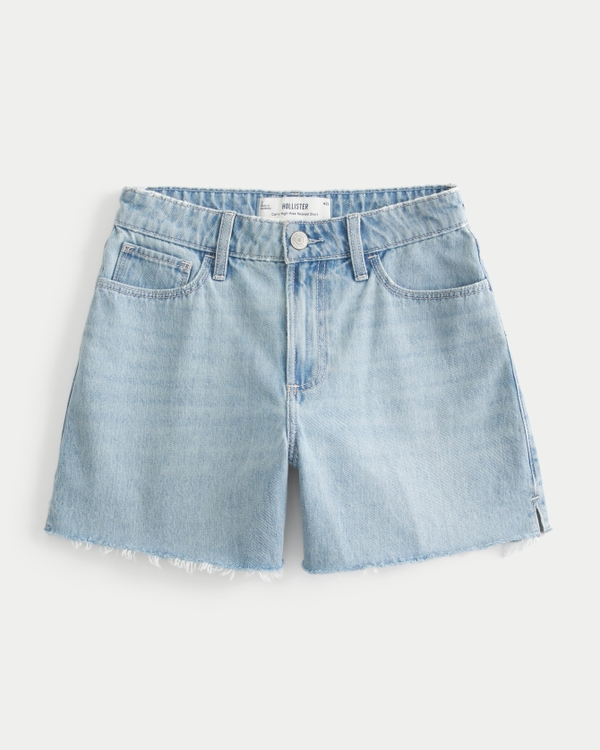 Curvy High-Rise Light Wash Relaxed Denim Shorts 5", Light view 2